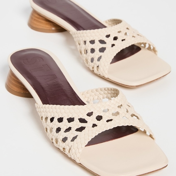 STAUD Simone Crochet Cream Woven Heeled Sandals BNWOB 38.5 - Picture 4 of 9